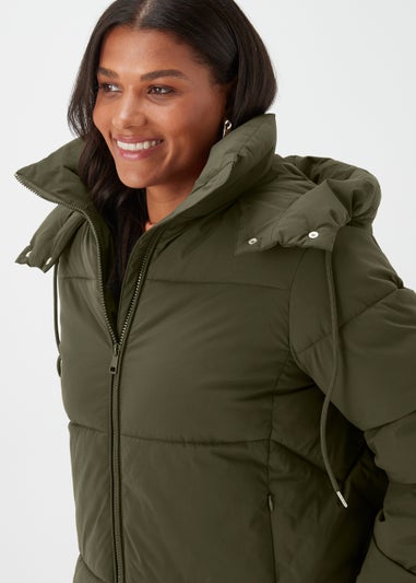 Green Short Padded Shower Resistant Coat
