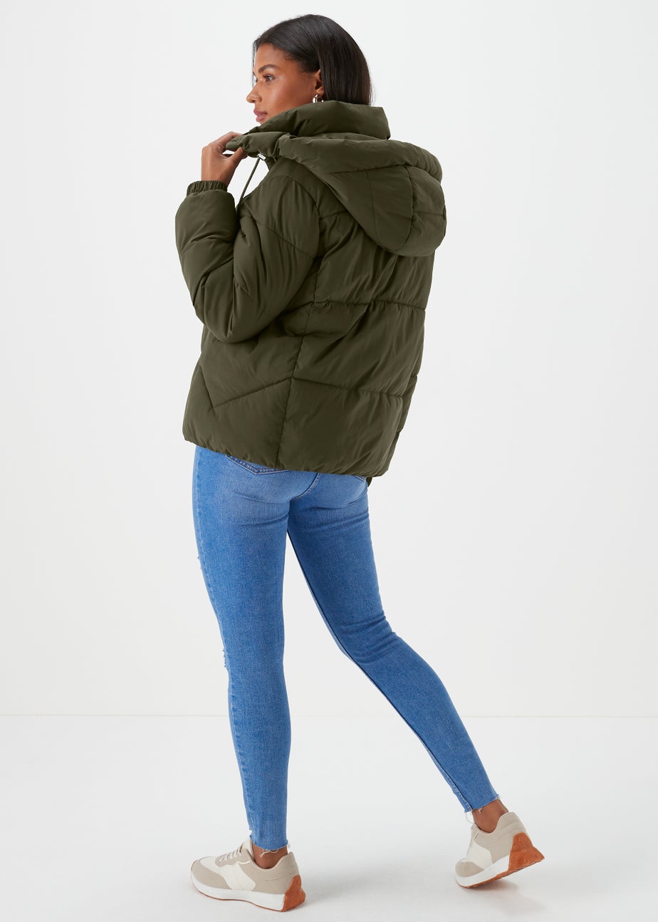 Green Short Padded Shower Resistant Coat