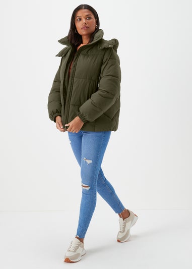 Green Short Padded Shower Resistant Coat