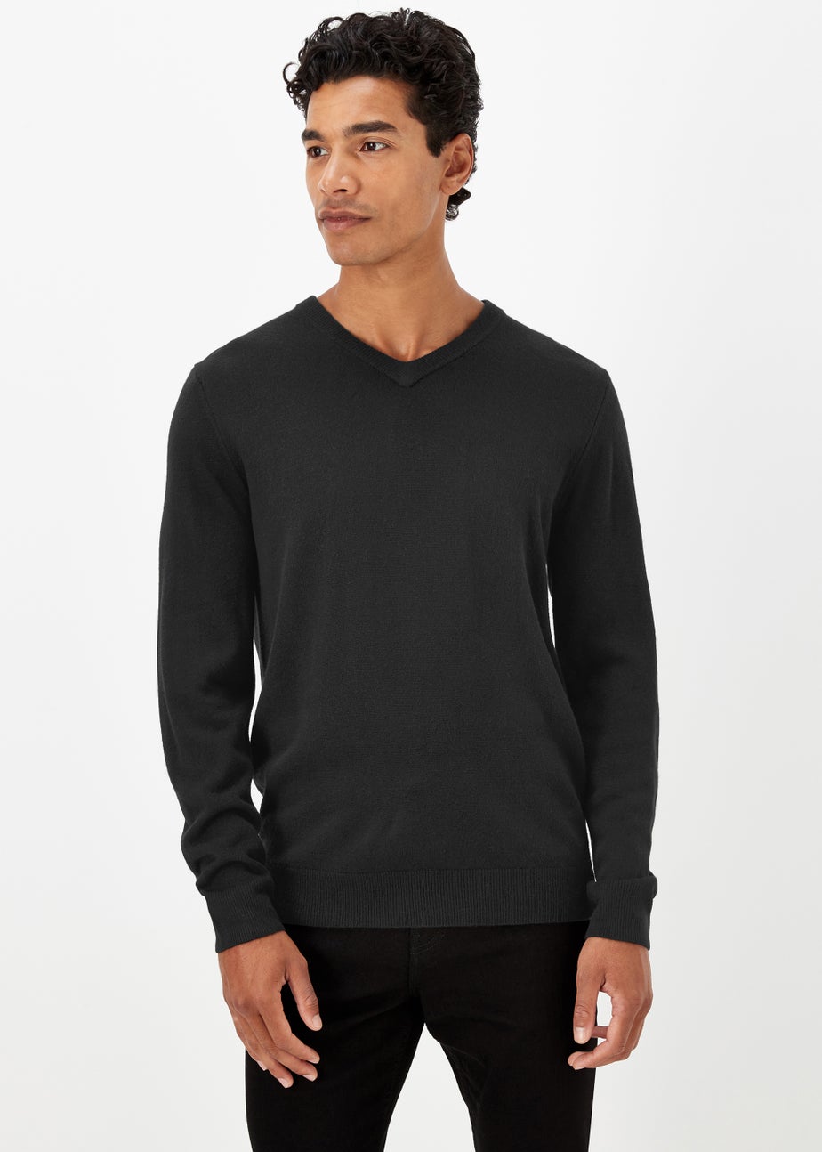 Black Soft Touch V-Neck Jumper