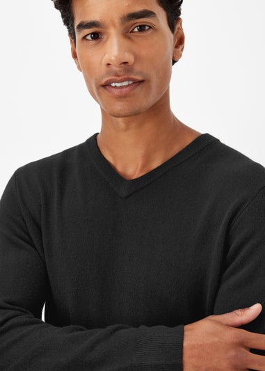 Black Soft Touch V-Neck Jumper