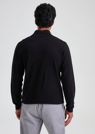 Black Soft Touch 1/4 Zip Knitted Sweatshirt