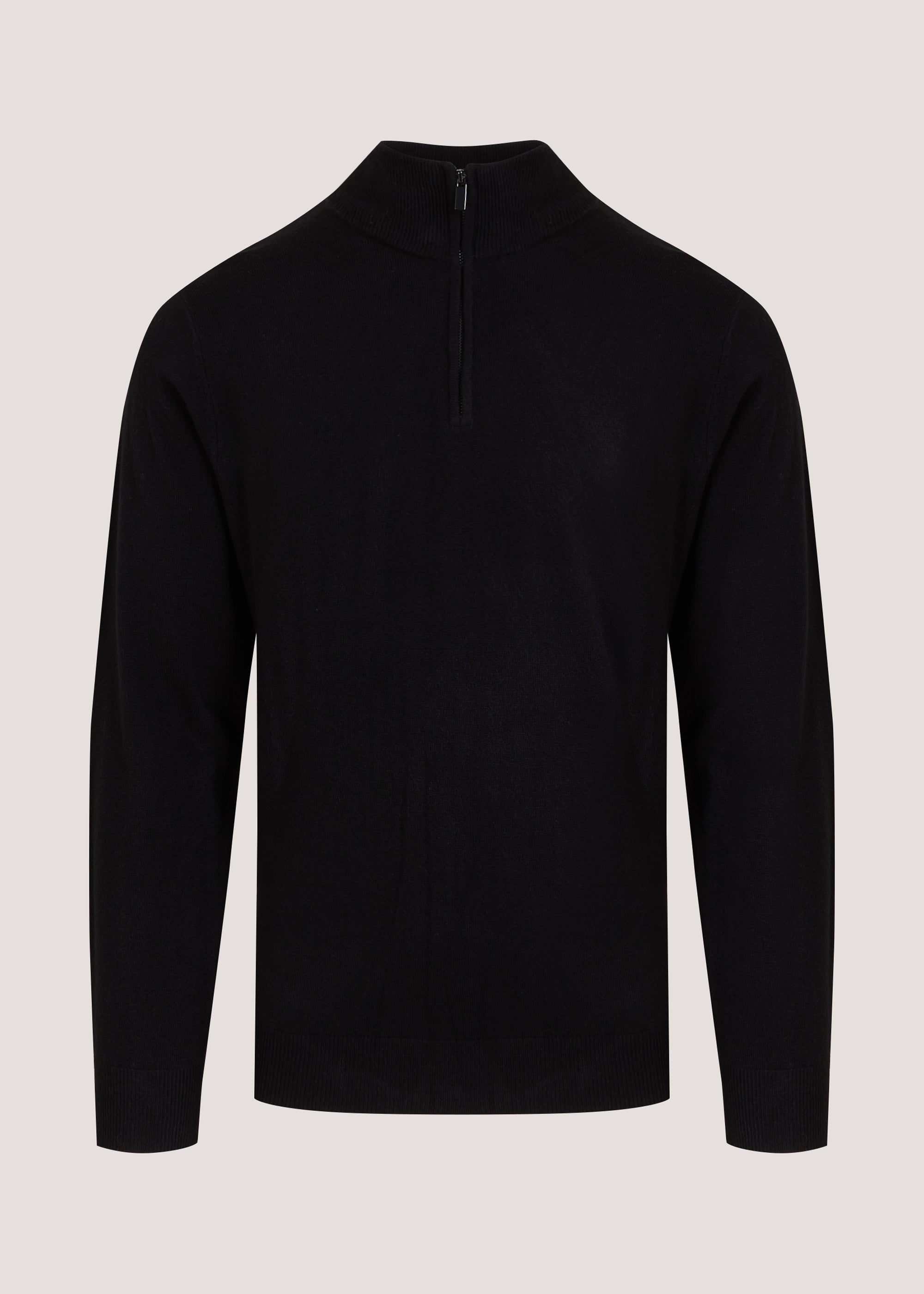 Black Soft Touch 1/4 Zip Knitted Sweatshirt - Matalan