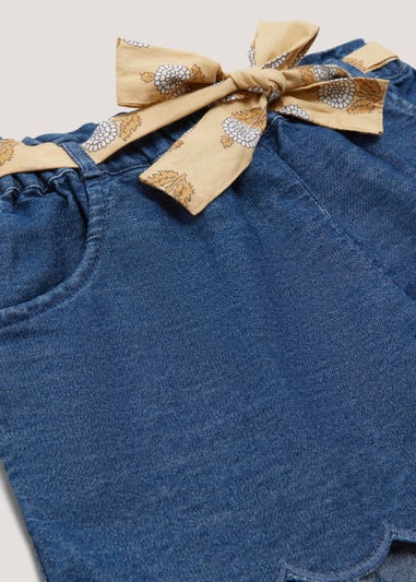 Girls Dark Wash Tie Waist Denim Shorts (9mths-6yrs)