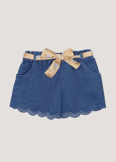 Girls Dark Wash Tie Waist Denim Shorts (9mths-6yrs)