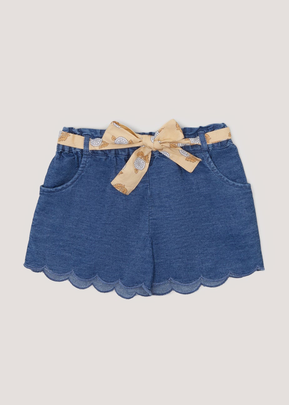 Girls Dark Wash Tie Waist Denim Shorts (9mths-6yrs)