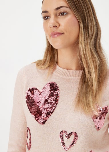 Pink Sequin Heart Jumper