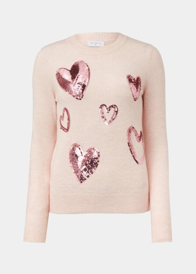 Pink Sequin Heart Jumper