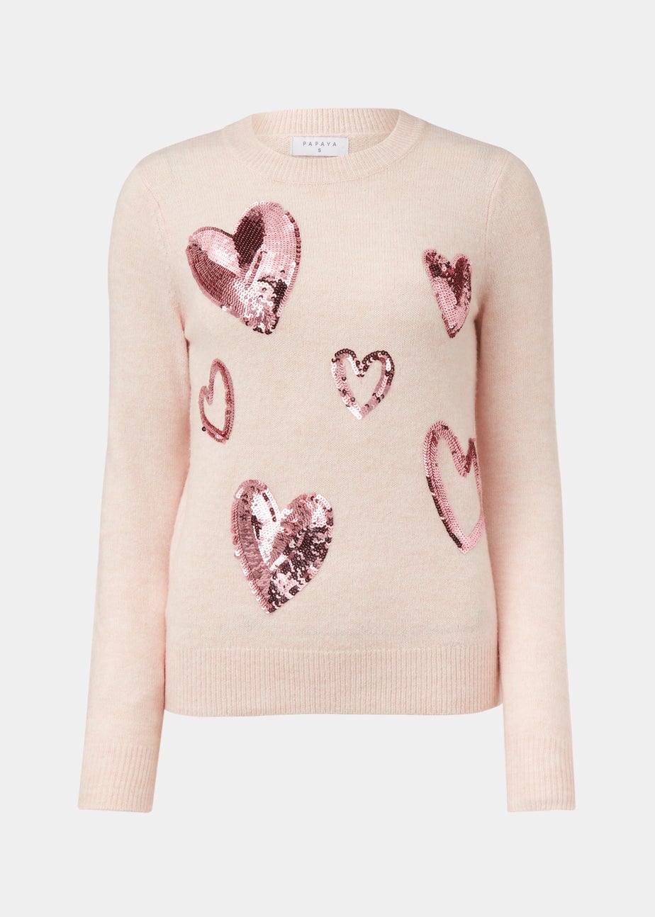 Pink Sequin Heart Jumper