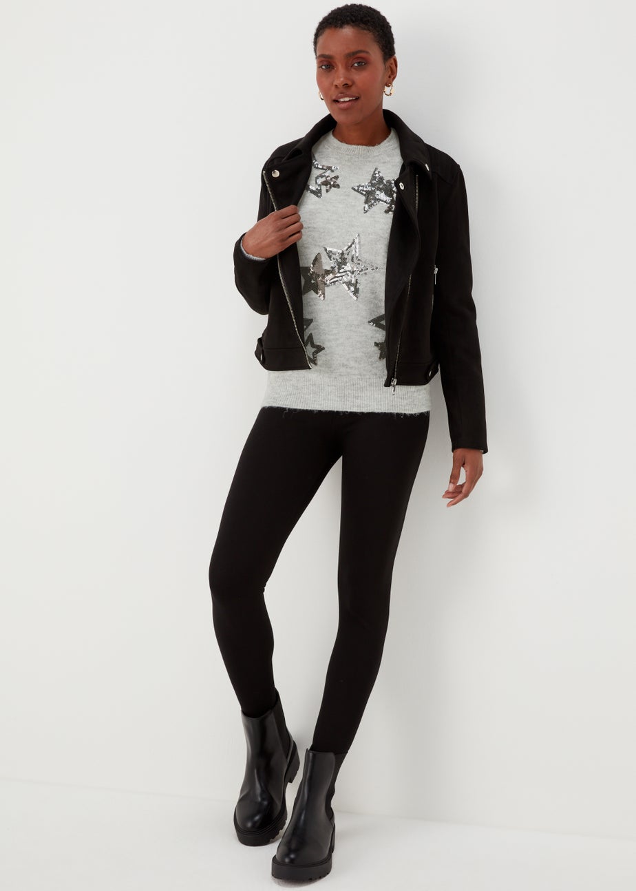 Grey Marl Sequin Star Jumper