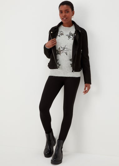 Grey Marl Sequin Star Jumper