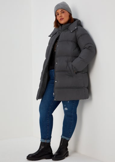 Papaya Curve Black Long Padded Coat