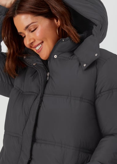 Papaya Curve Black Long Padded Coat