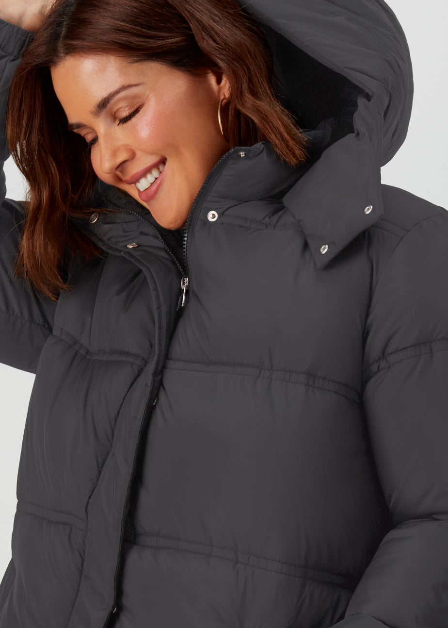 Papaya Curve Black Long Padded Coat