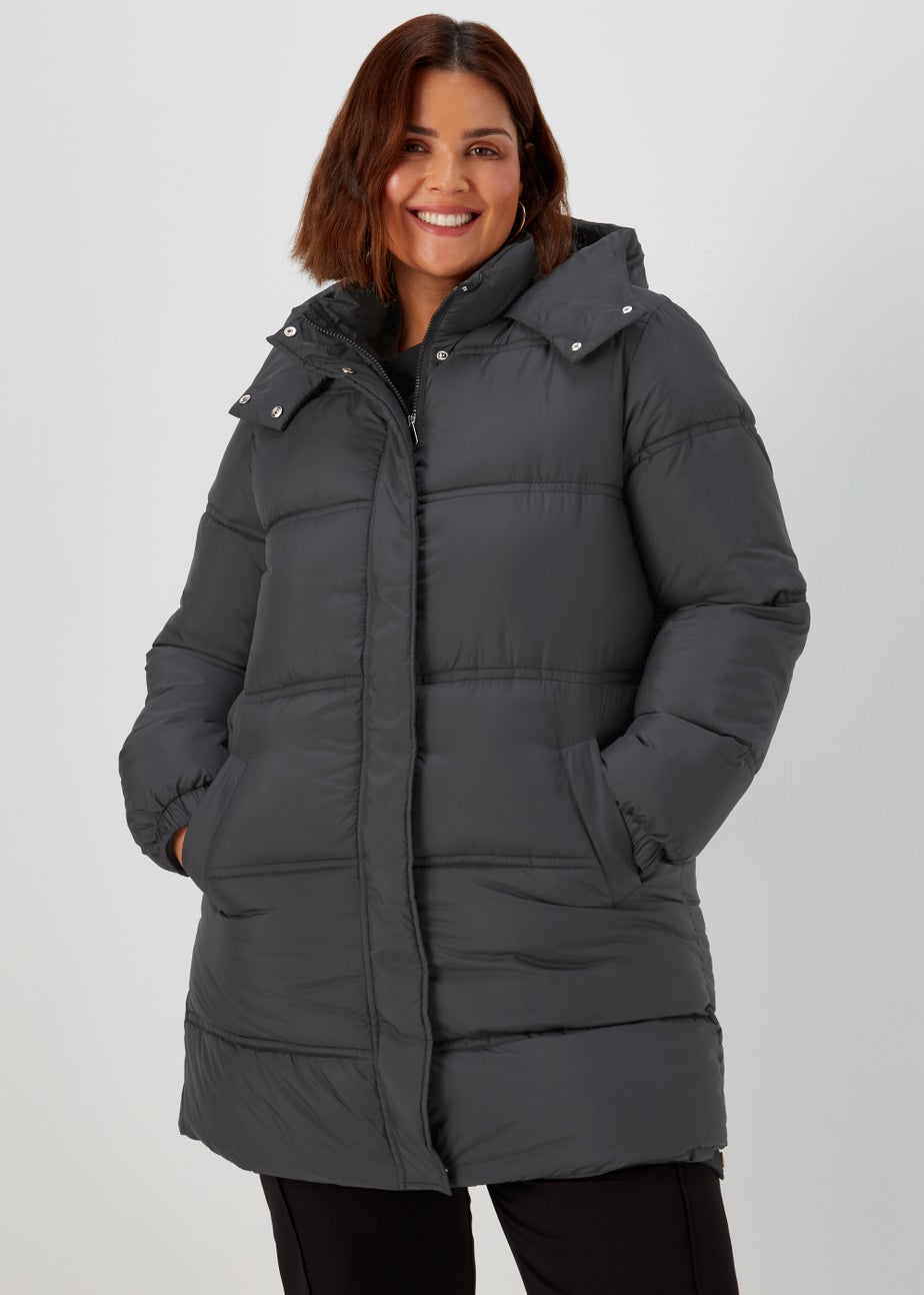 Papaya Curve Black Long Padded Coat
