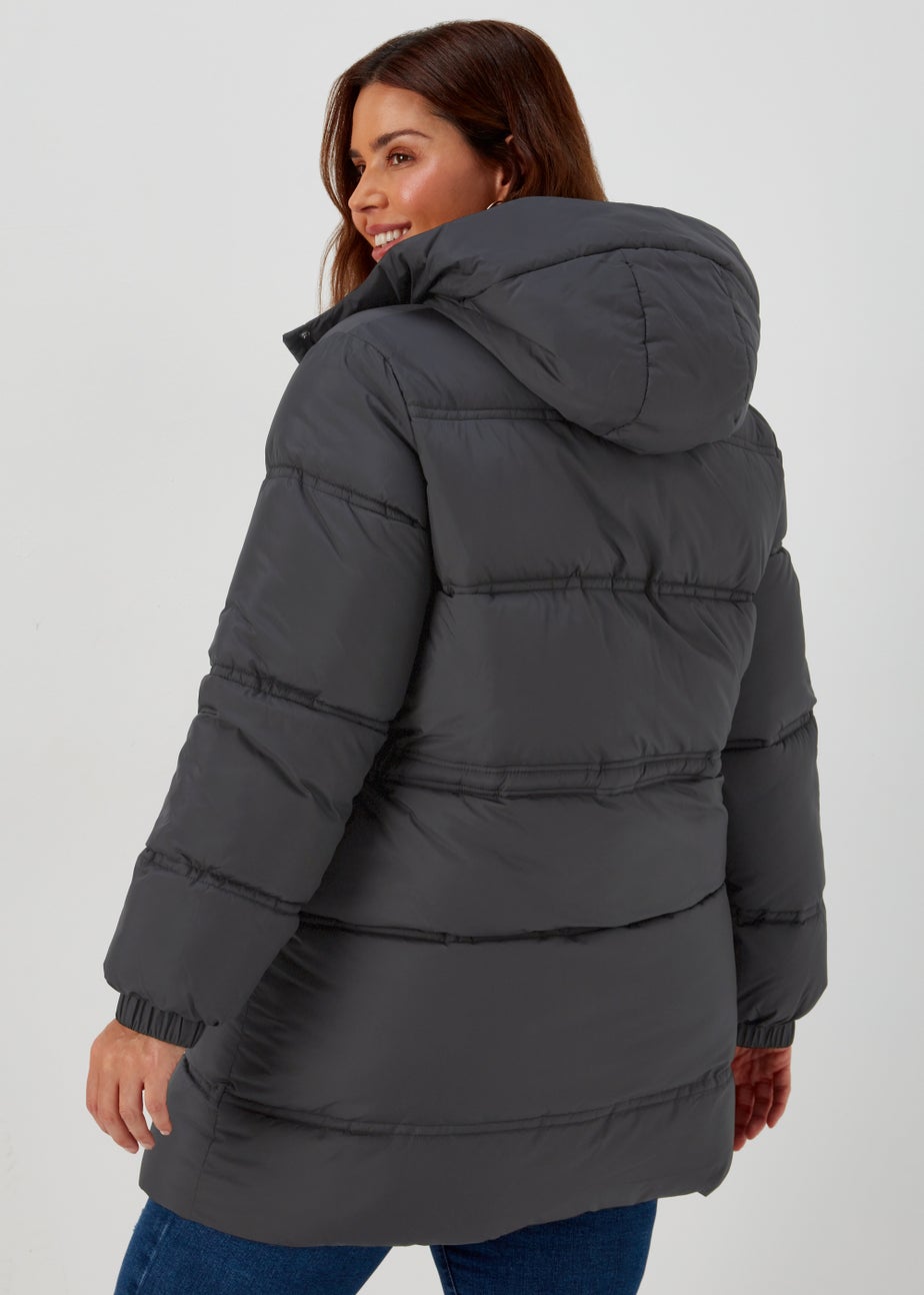 Papaya Curve Black Long Padded Coat
