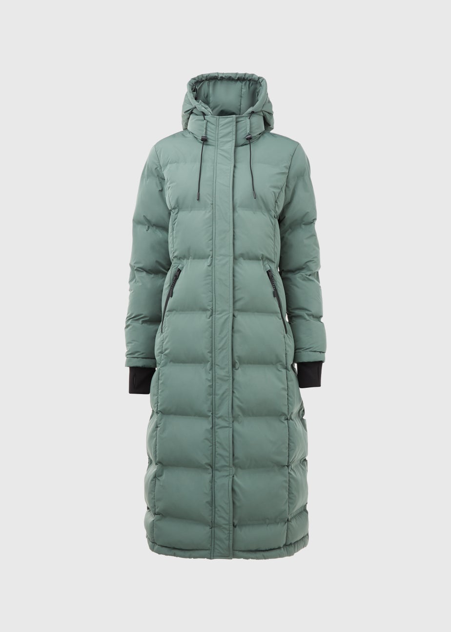 Green Long Padded Shower-Resistant Coat