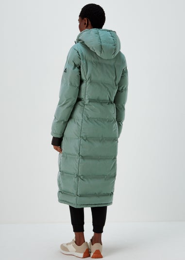 Green Long Padded Shower-Resistant Coat