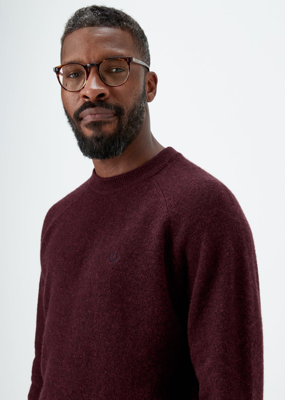 Lincoln Burgundy 100% Lambswool Crewneck Jumper