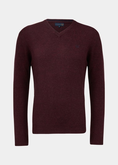 Lincoln Burgundy 100% Lambswool V Neck Jumper