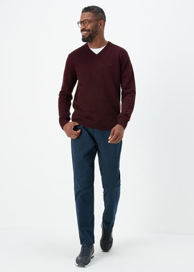 Lincoln Burgundy 100% Lambswool V Neck Jumper