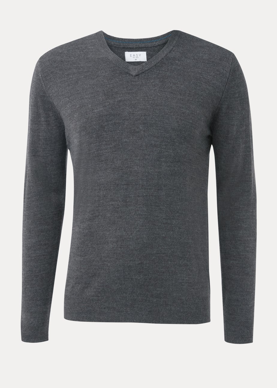 Charcoal Soft Touch V-Neck Jumper