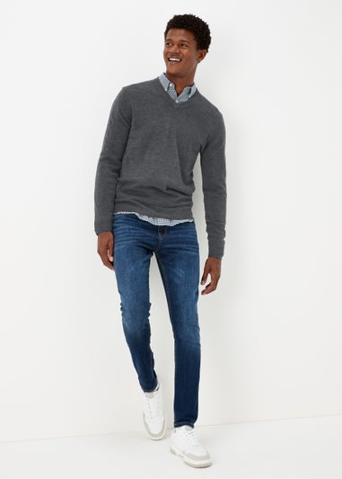 Charcoal Soft Touch V-Neck Jumper