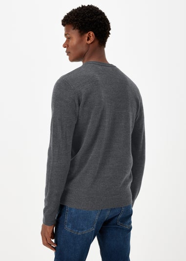 Charcoal Soft Touch V-Neck Jumper