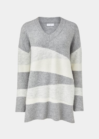 Grey Marl Colour Block Tunic Jumper