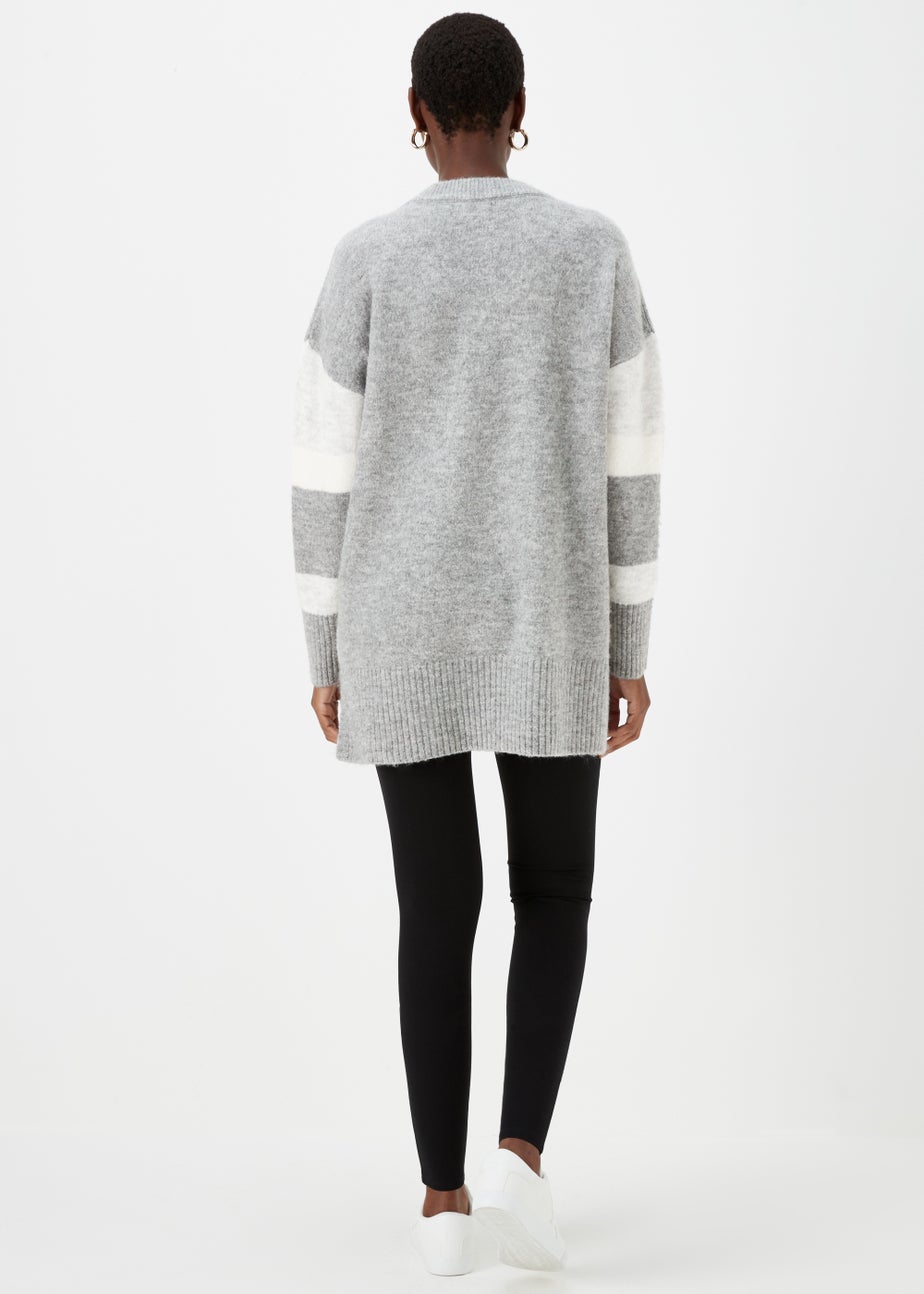 Grey Marl Colour Block Tunic Jumper