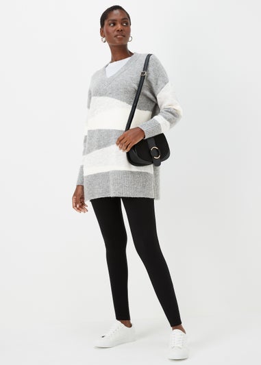 Grey Marl Colour Block Tunic Jumper