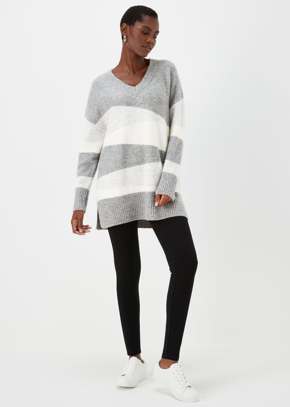 Grey Marl Colour Block Tunic Jumper