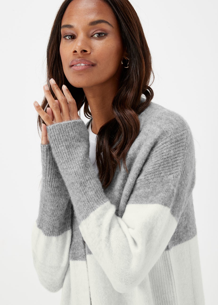 Grey Marl Colour Block Cardigan