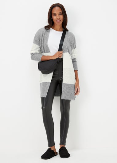 Grey Marl Colour Block Cardigan