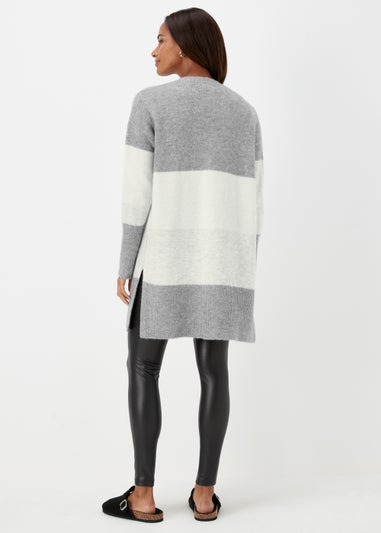 Grey Marl Colour Block Cardigan