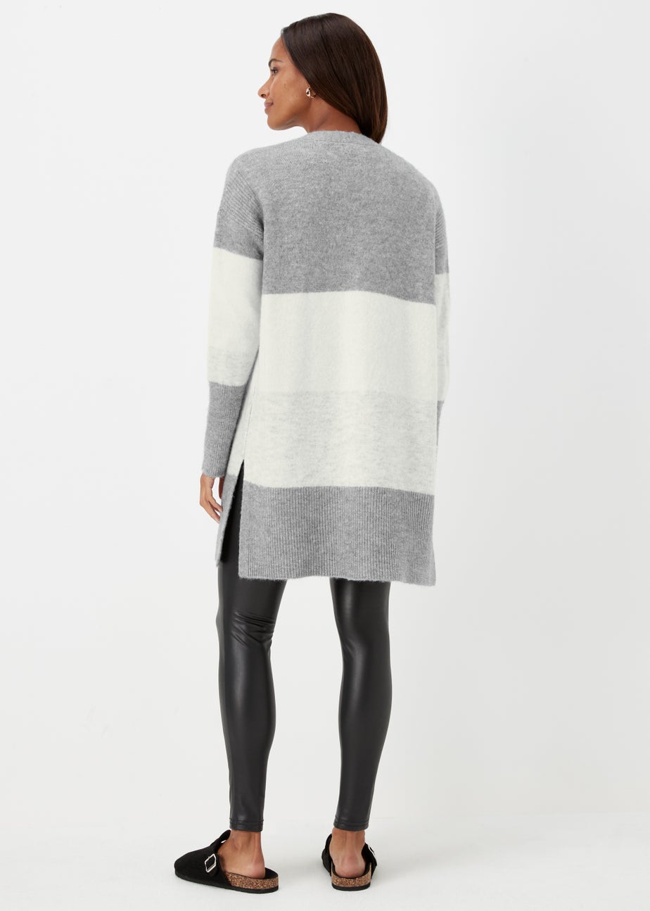 Grey Marl Colour Block Cardigan