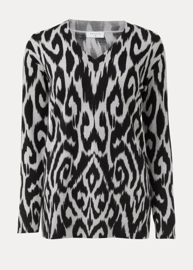 Grey Ikat Print Soft Touch Jumper