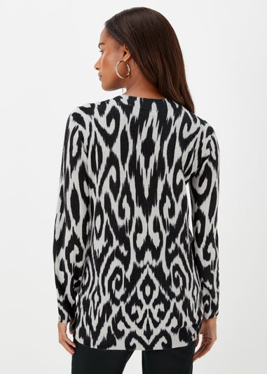Grey Ikat Print Soft Touch Jumper