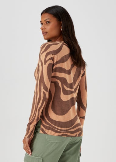 Brown Swirl Print Super Soft Jumper