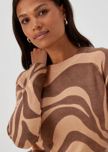 Brown Swirl Print Super Soft Jumper