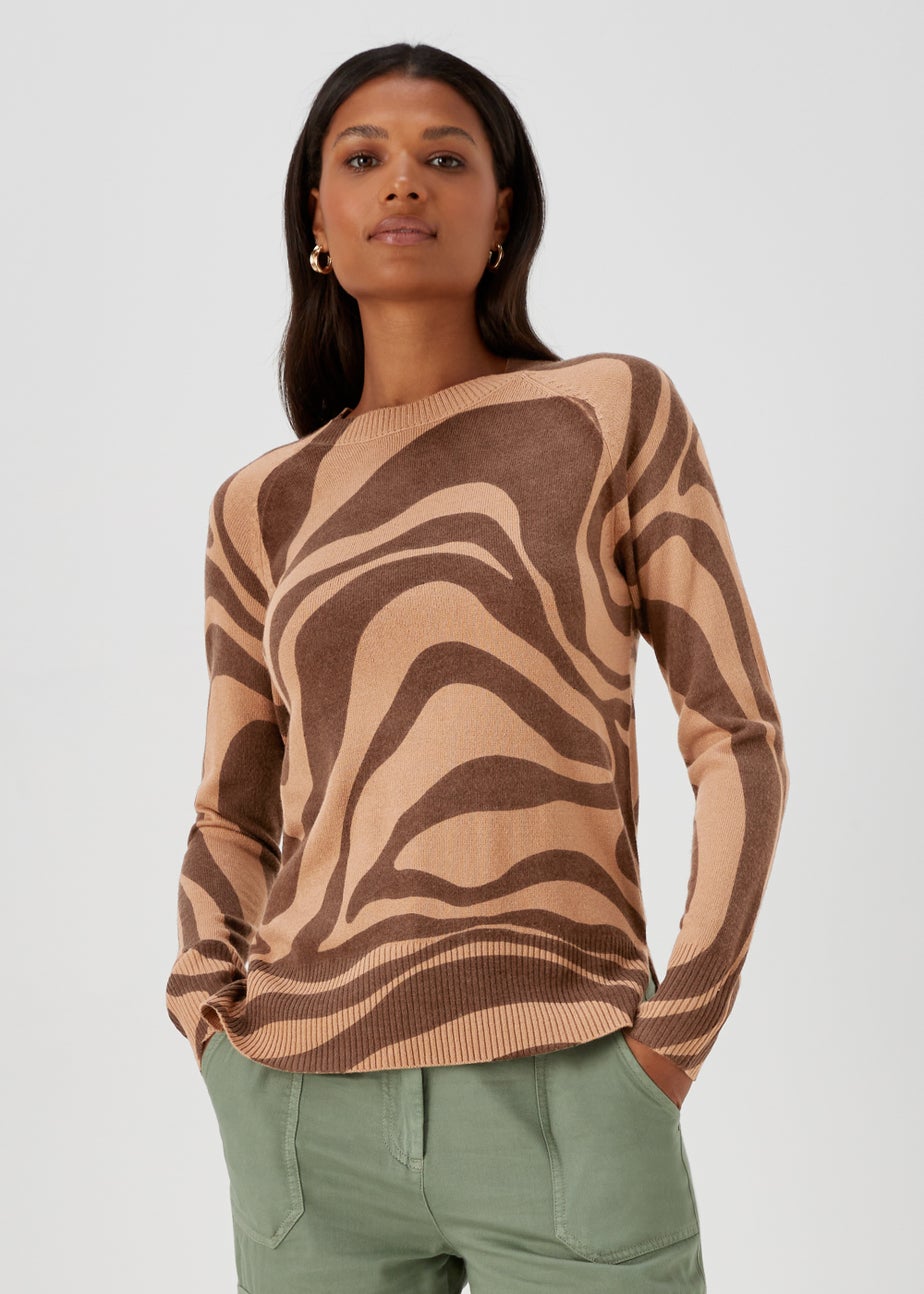 Brown Swirl Print Super Soft Jumper