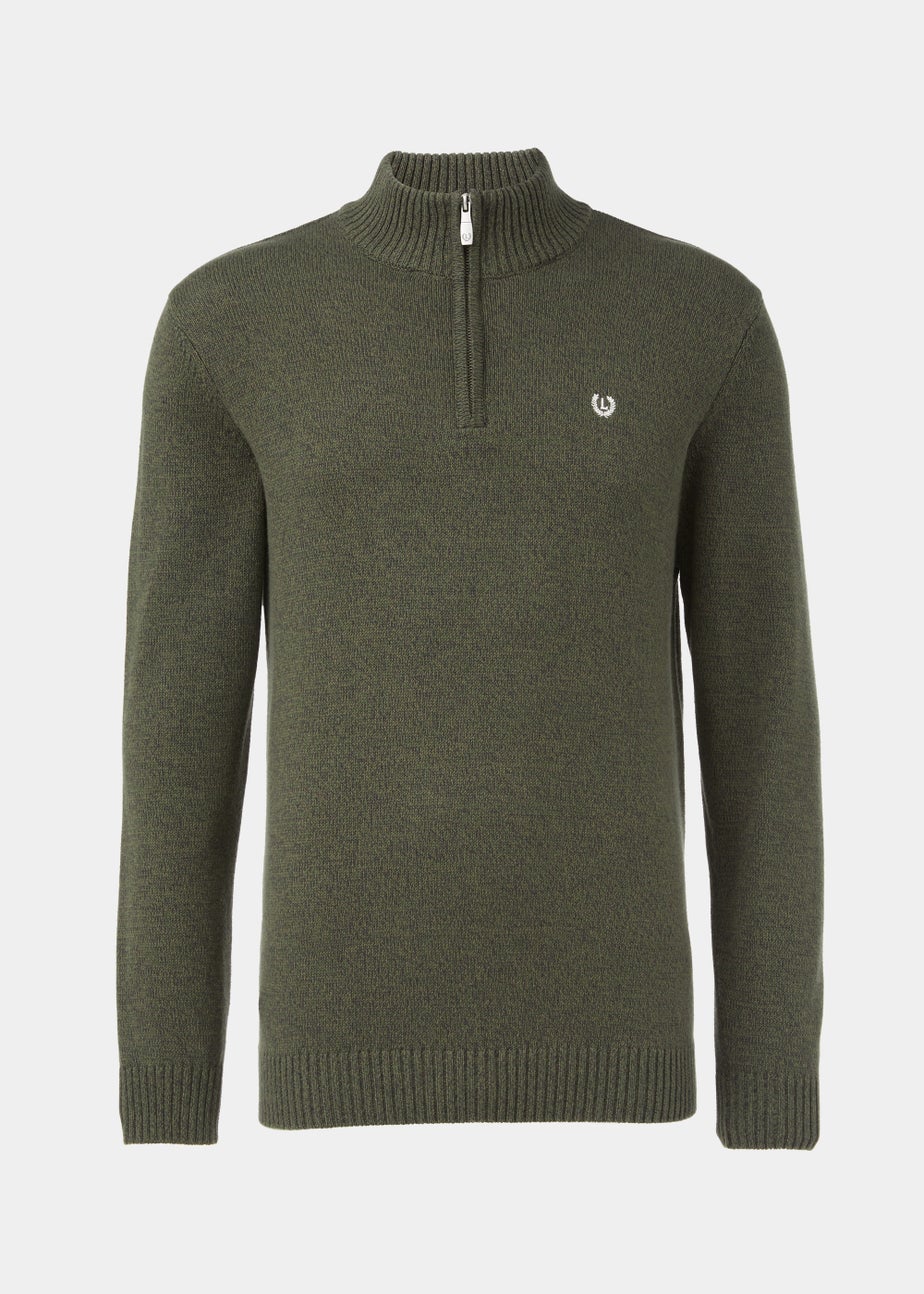 Lincoln Khaki 1/4 Zip 7 Gauge Knit Jumper
