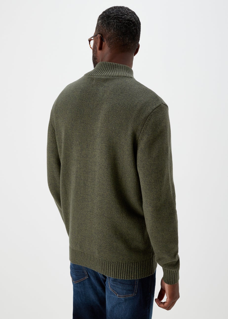 Lincoln Khaki 1/4 Zip 7 Gauge Knit Jumper