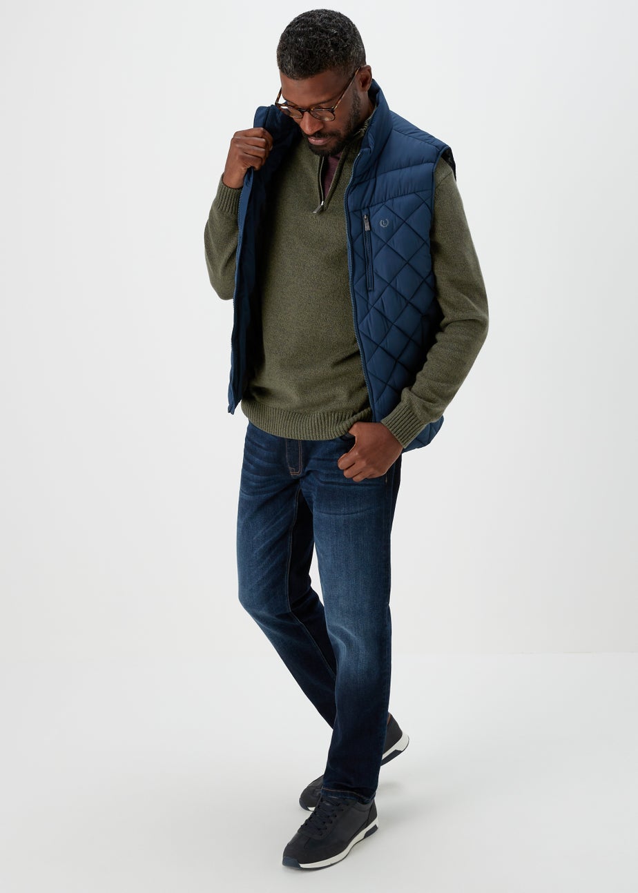 Lincoln Khaki 1/4 Zip 7 Gauge Knit Jumper