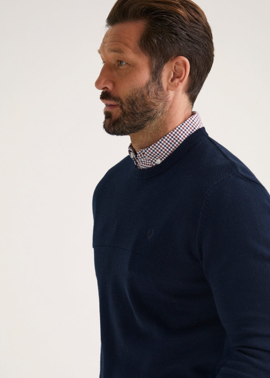 Lincoln Navy Mock Crew Knitted Jumper
