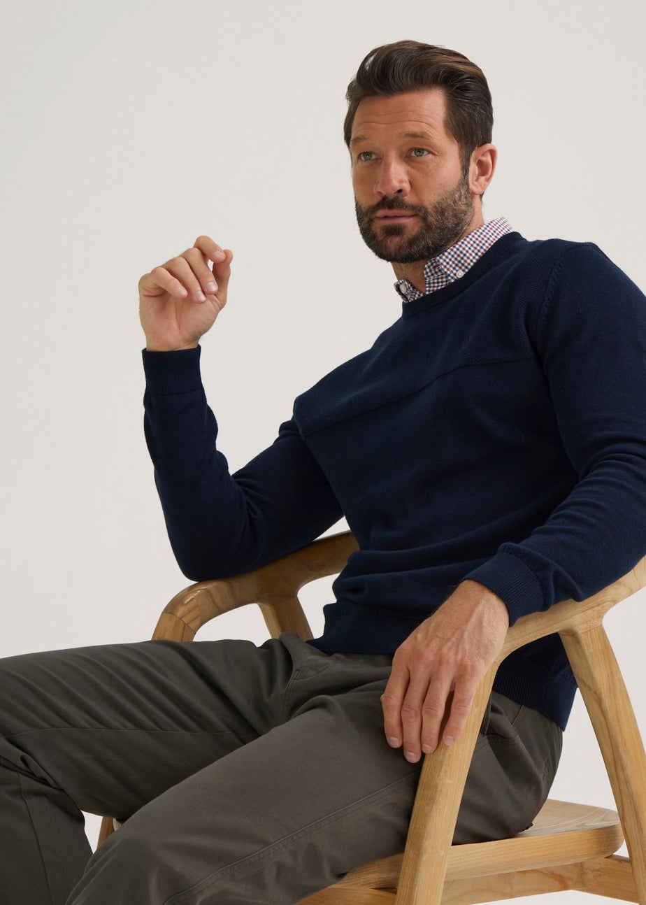Lincoln Navy Mock Crew Knitted Jumper