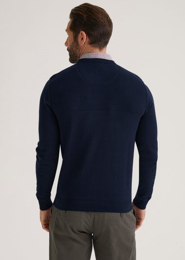 Lincoln Navy Mock Crew Knitted Jumper