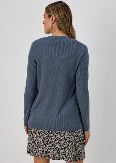 Blue Super Soft Ribbed Cardigan