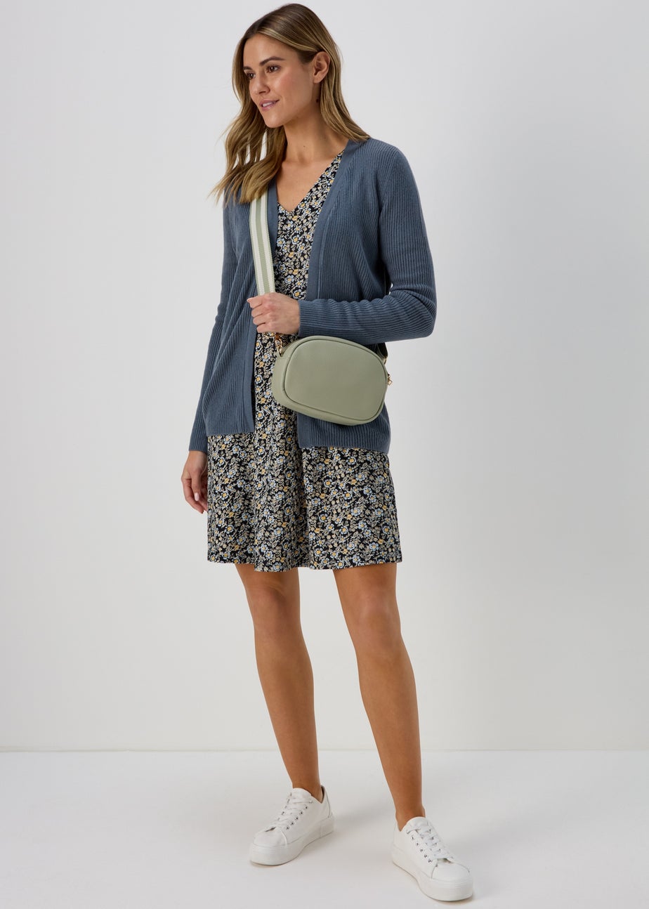 Blue Super Soft Ribbed Cardigan