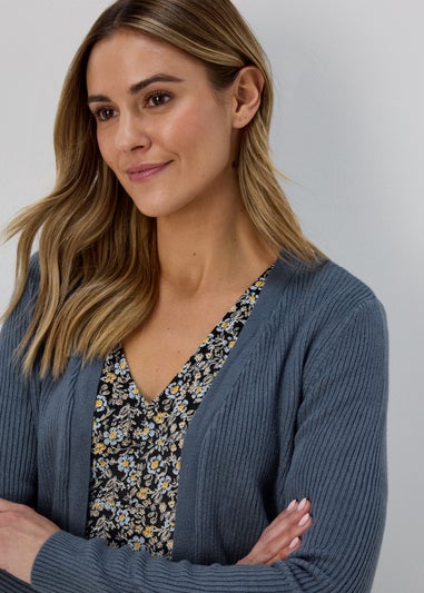 Blue Super Soft Ribbed Cardigan